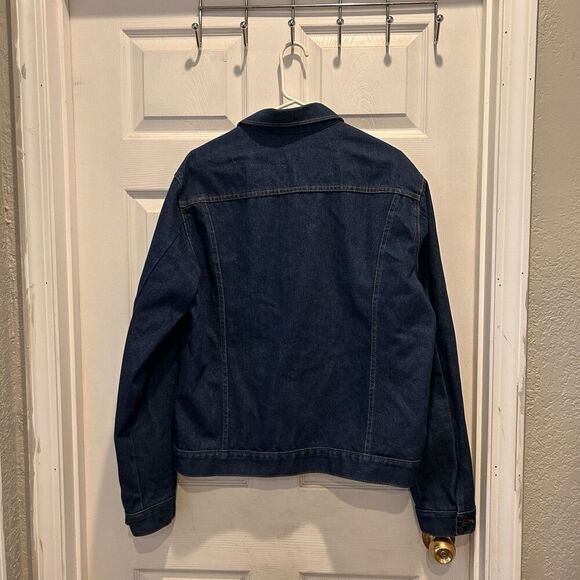 Vintage Big Mac Trucker Jacket Mens Blue Denim Dark Wash 90s USA 46L - Picture 6 of 8